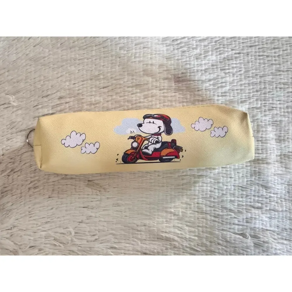 Yellow Snoopy riding a mope pencil pouch  zipper
